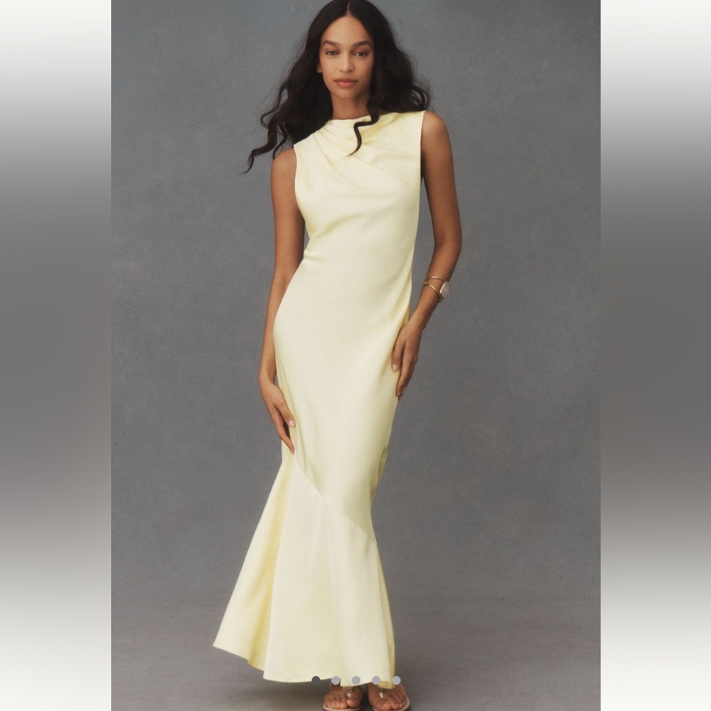 Significant Other Lana Cowl-Neck Tie-Back Satin Maxi Dress
- Pastel Yellow